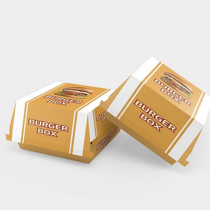 Burger Box Restaurant Takeout Packaging Grease Resistant Burger Paper Box for Delivery and Fast Food Packaging