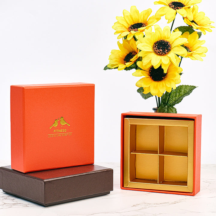 Removable Lid Gift Box Small Chocolate Box with Four Compartments