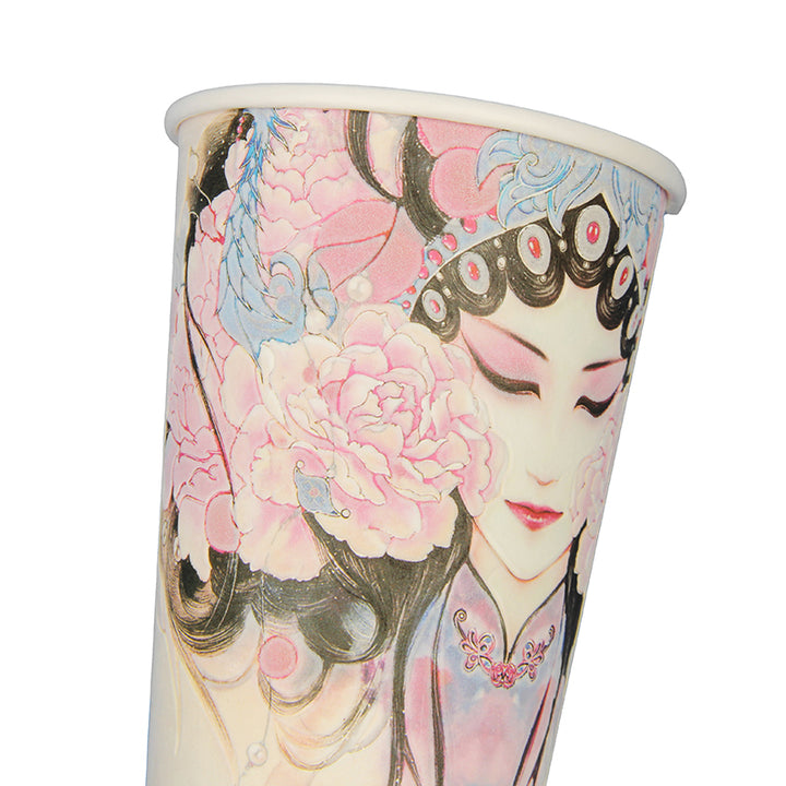 Eco-Friendly Fast Food Paper Cup with Traditional Chinese Opera Design