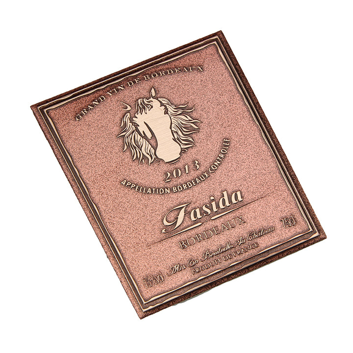 Luxury Wine Bottle Metal Stickers Custom 3D Embossed Aluminum Labels