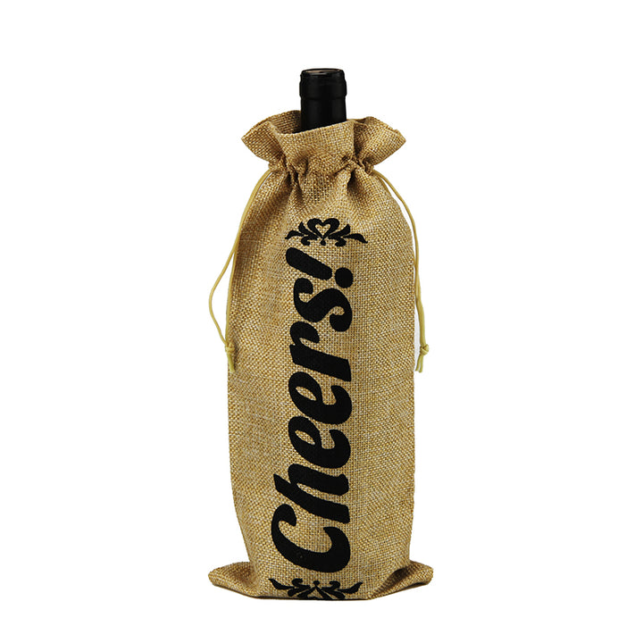 Classic Linen Drawstring Bag Custom Wine Bottle Packaging