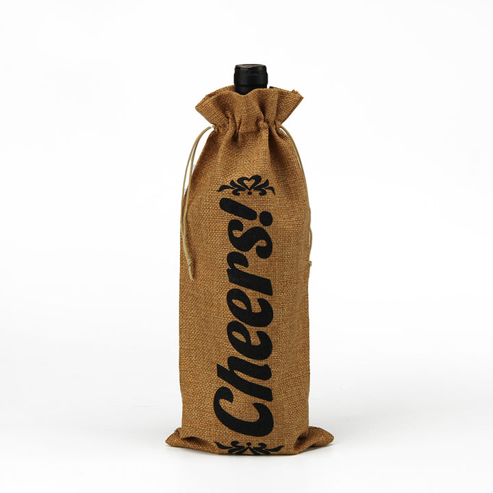 Classic Linen Drawstring Bag Custom Wine Bottle Packaging