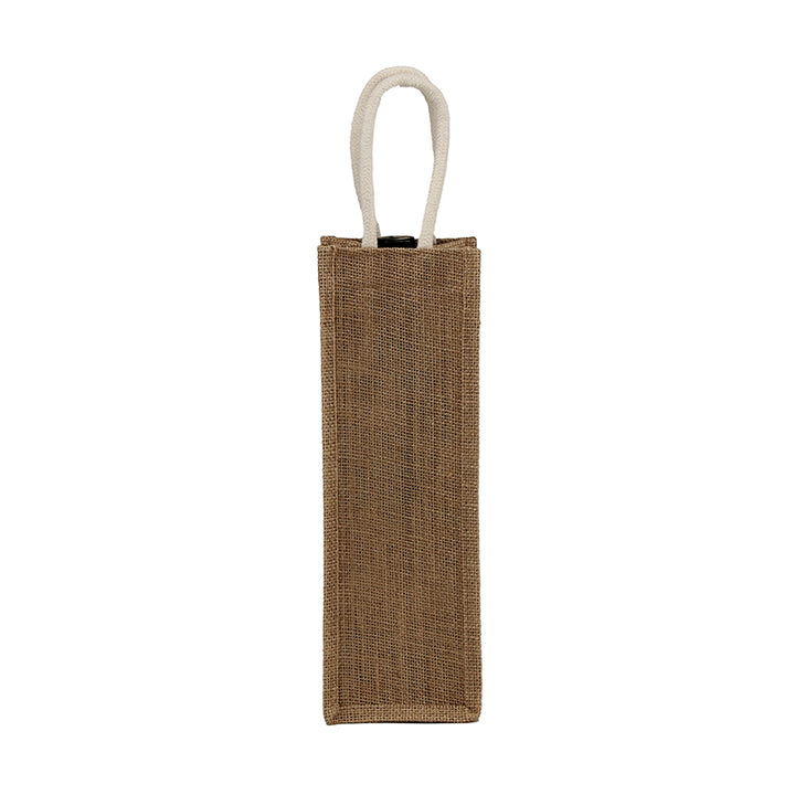 Jute Wine Bag Featuring Clear Display Window for Single Wine Bottle Packaging