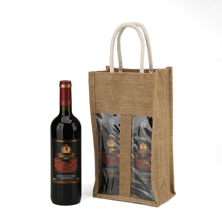 Wine Tote Bag with Double PVC Windows and Customizable Brand Logo