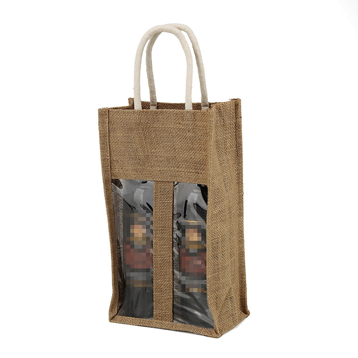 Wine Tote Bag with Double PVC Windows and Customizable Brand Logo