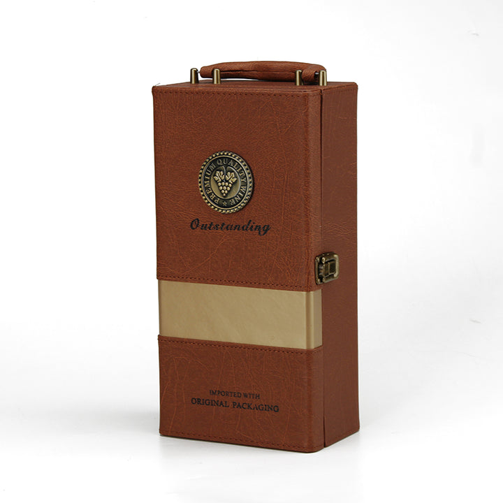 Vintage Style Wine Box for Gift Single Bottle Packaging with Accessory Holder