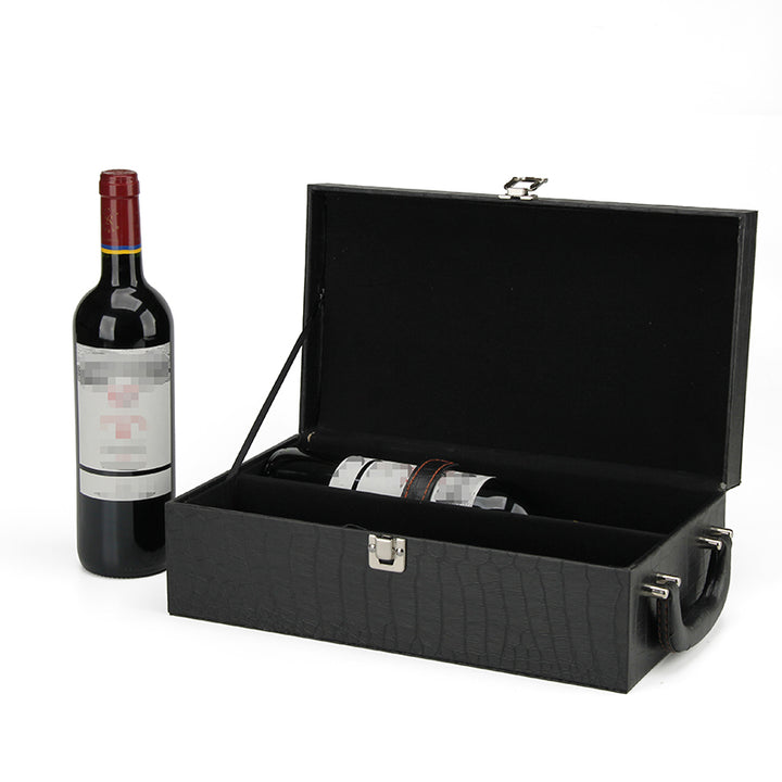 PU Leather Covered Wine Storage Box with Handle for Luxury Wine Packaging