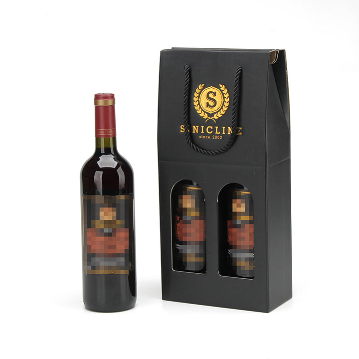 Wholesale Custom Printed Paper Wine Carrier Box for 2 Bottles with Handle for Gift Packaging