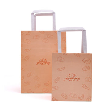 Pink Kraft Paper Gift Bags with Handles – Eco-Friendly Custom Bakery Packaging | SNFOOD
