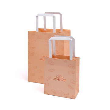 Pink Kraft Paper Gift Bags with Handles – Eco-Friendly Custom Bakery Packaging | SNFOOD