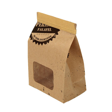 Stand-Up Kraft Paper Food Bag with Window – Eco Takeaway Packaging | SNFOOD