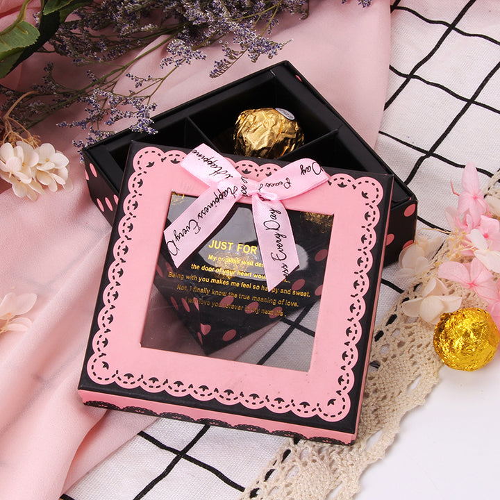 Custom Cute Ribbon Bow Decorated Chocolate Gift Box Packaging