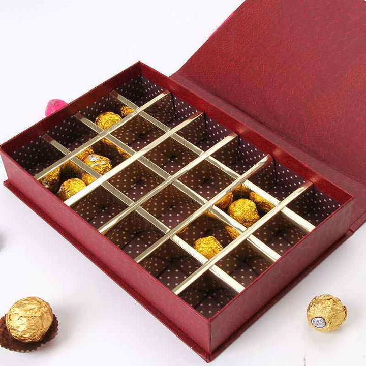 Magnetic Closure Book Style Boxes for Chocolate Gifts with Ribbon Decoration