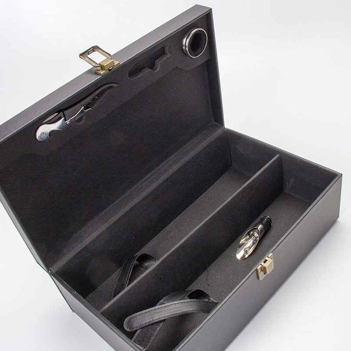 Wine Box Black Two Bottle Gift Packaging Wholesale